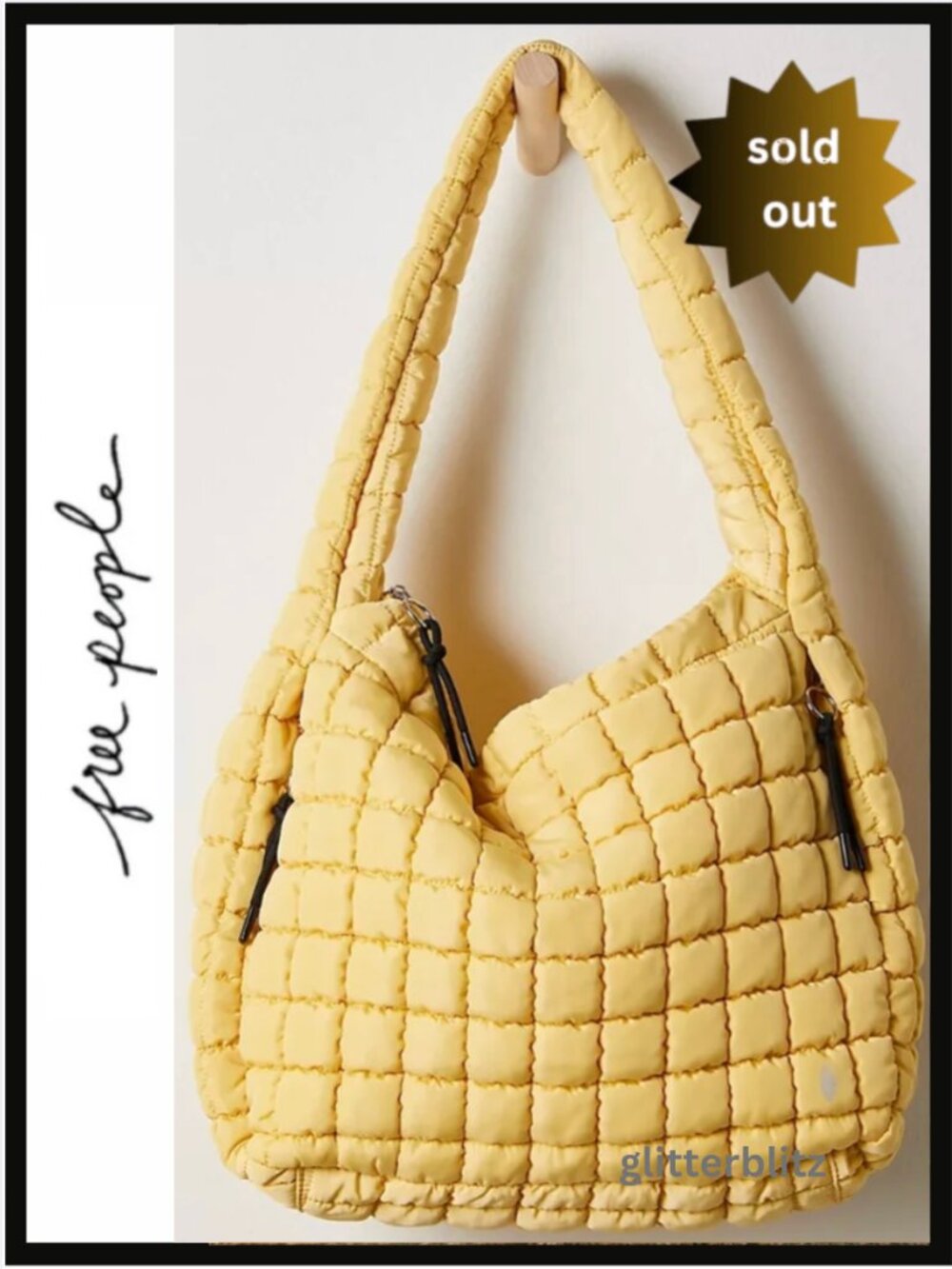Free People Quilted Carryall DANDELION BUTTER LIGHT YELLOW